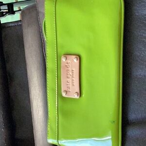 Kate Spade Green Leather Wristlet Clutch